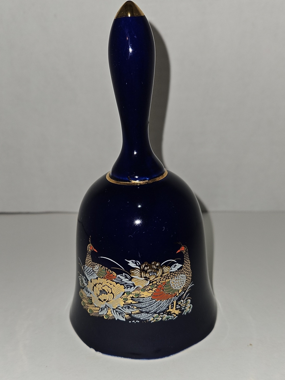 Cobalt Blue Decorative 6" Porcelain Bell with Gold Trim